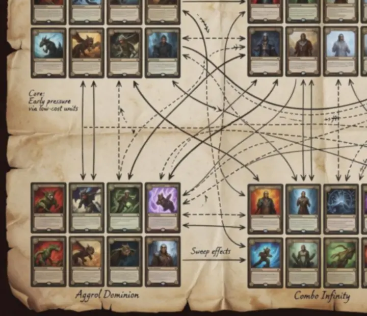Diagram of deck archetype clusters and supporting cards