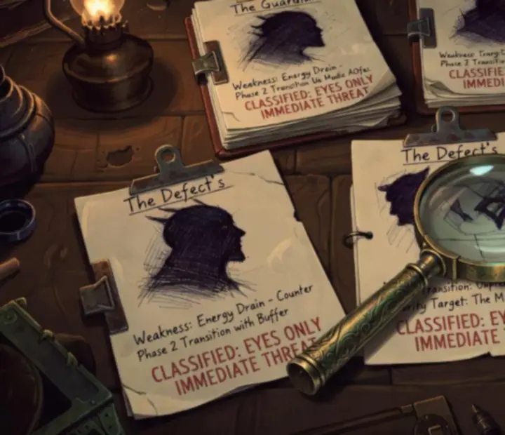 Confidential boss dossier laid out on a table